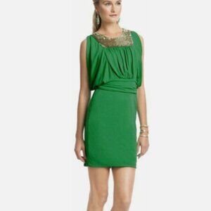 Cut25 Green Alpine Gold Squinted Rayon Cocktail Dress Size :4